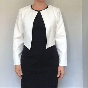 White open front faux leather bolero